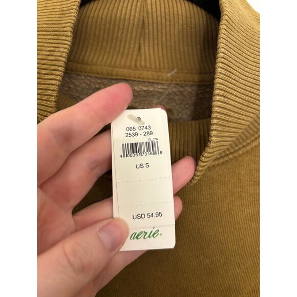 Aerie Sweatshirt Womens Small Mountain Season Mock Neck Oversized Brown NWT - Picture 10 of 10